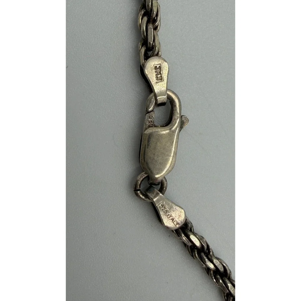 925‎ Italy Sterling Silver Rope Chain Necklace 24